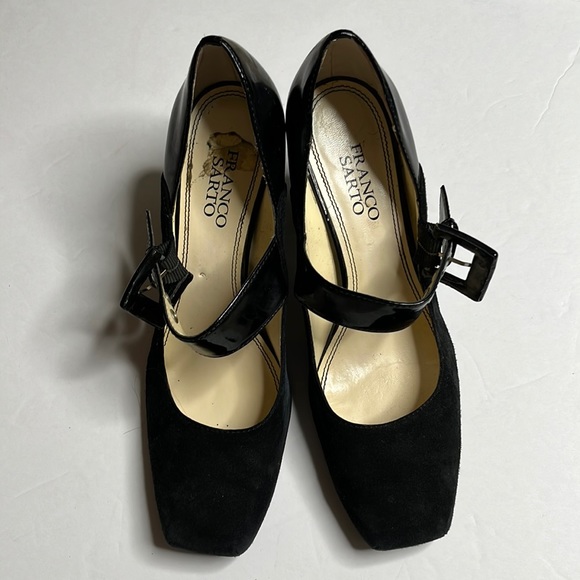 Franco Sarto Black Buckle Strap heels Size 8 - Picture 1 of 8